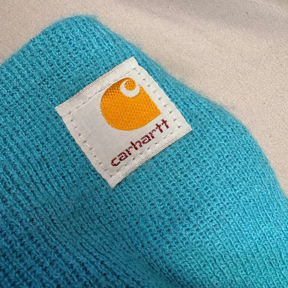 Carhartt Youth Acrylic Watch Hat Beanie Turquoise‎ Blue Rib Knit Logo Patch OSFM
